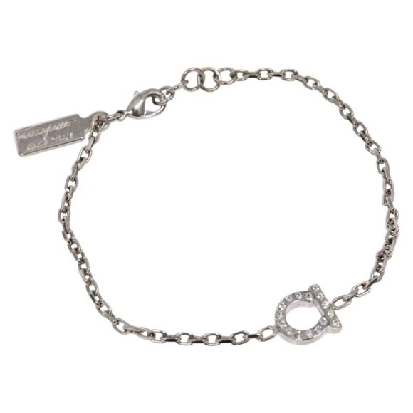 Salvatore Ferragamo Gancini Bracelet metal Silver Auth am8980 - Picture 1 of 11